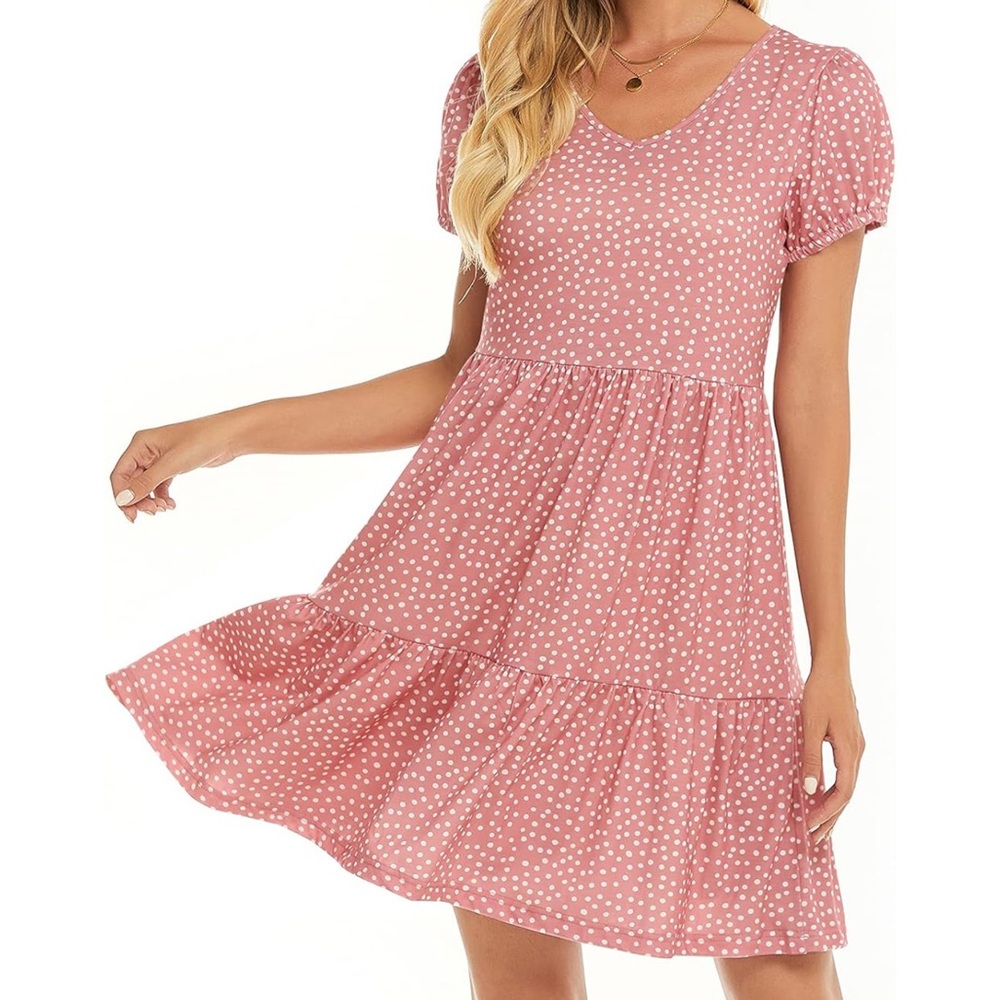 Lyrur Pink and White Polka Dot Mini Dress